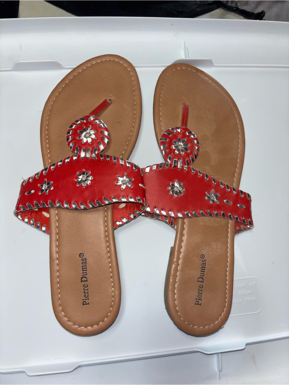 Pierre Dumas Red Floral-Embellished Women's Sandals